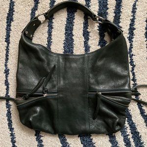 Leather Shoulder Bag - Dark Green